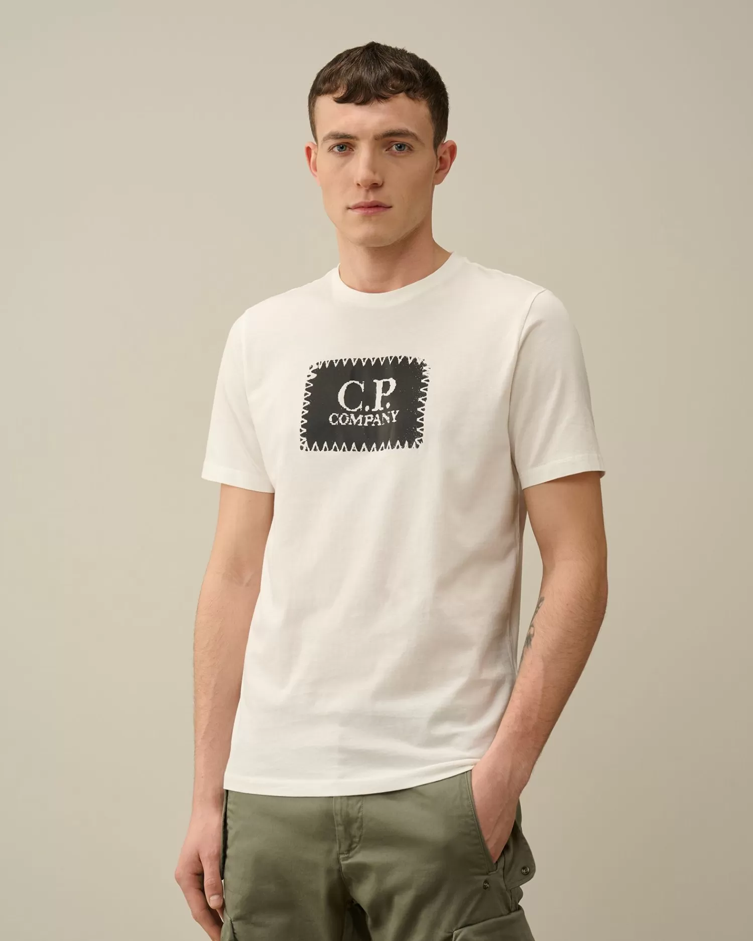 Sale C.P. Company 20/1 Jersey Boxy Logo T-Shirt Sort