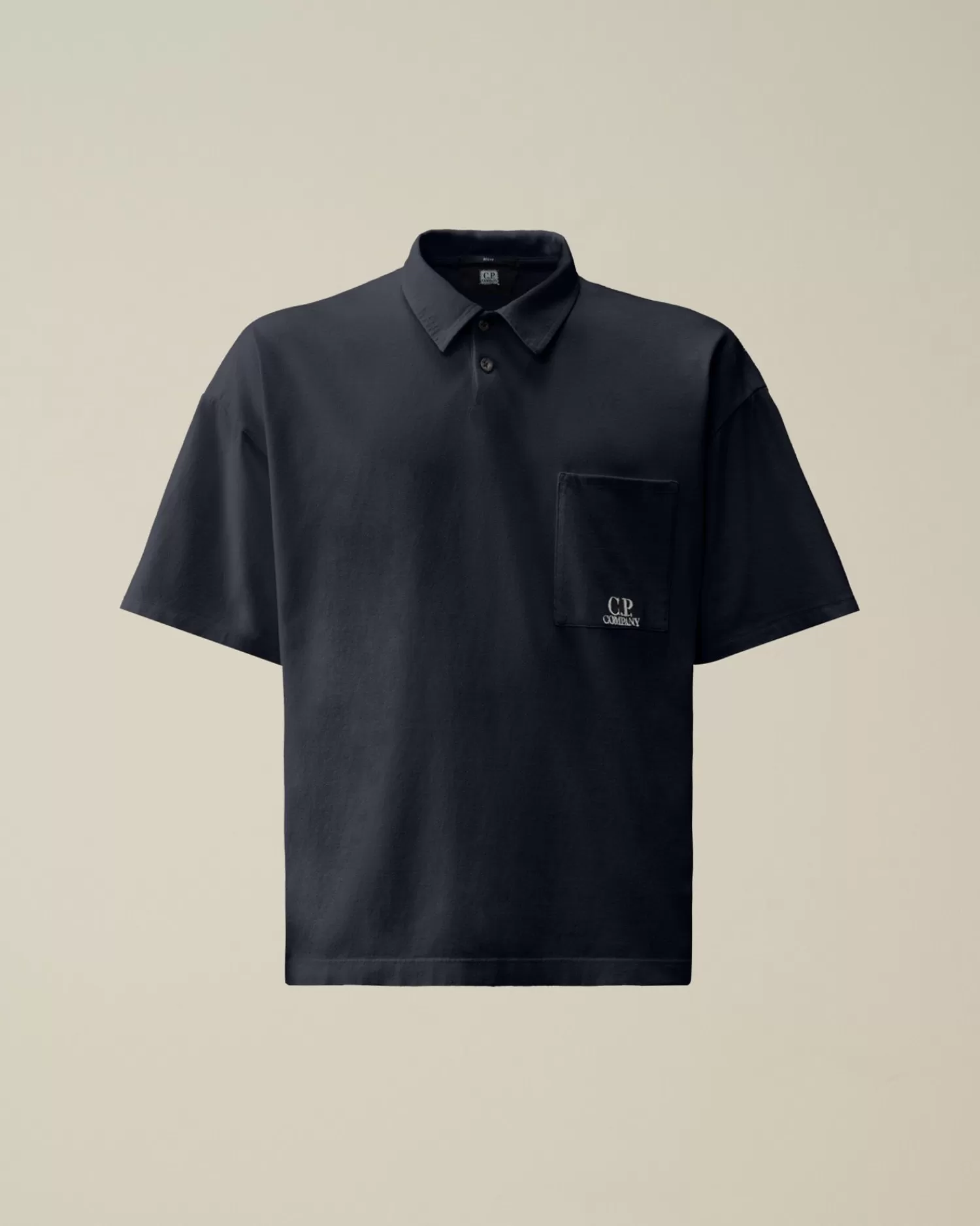 Best C.P. Company 20/1 Jersey Boxy Polo Shirt Total Eclipse-Blue