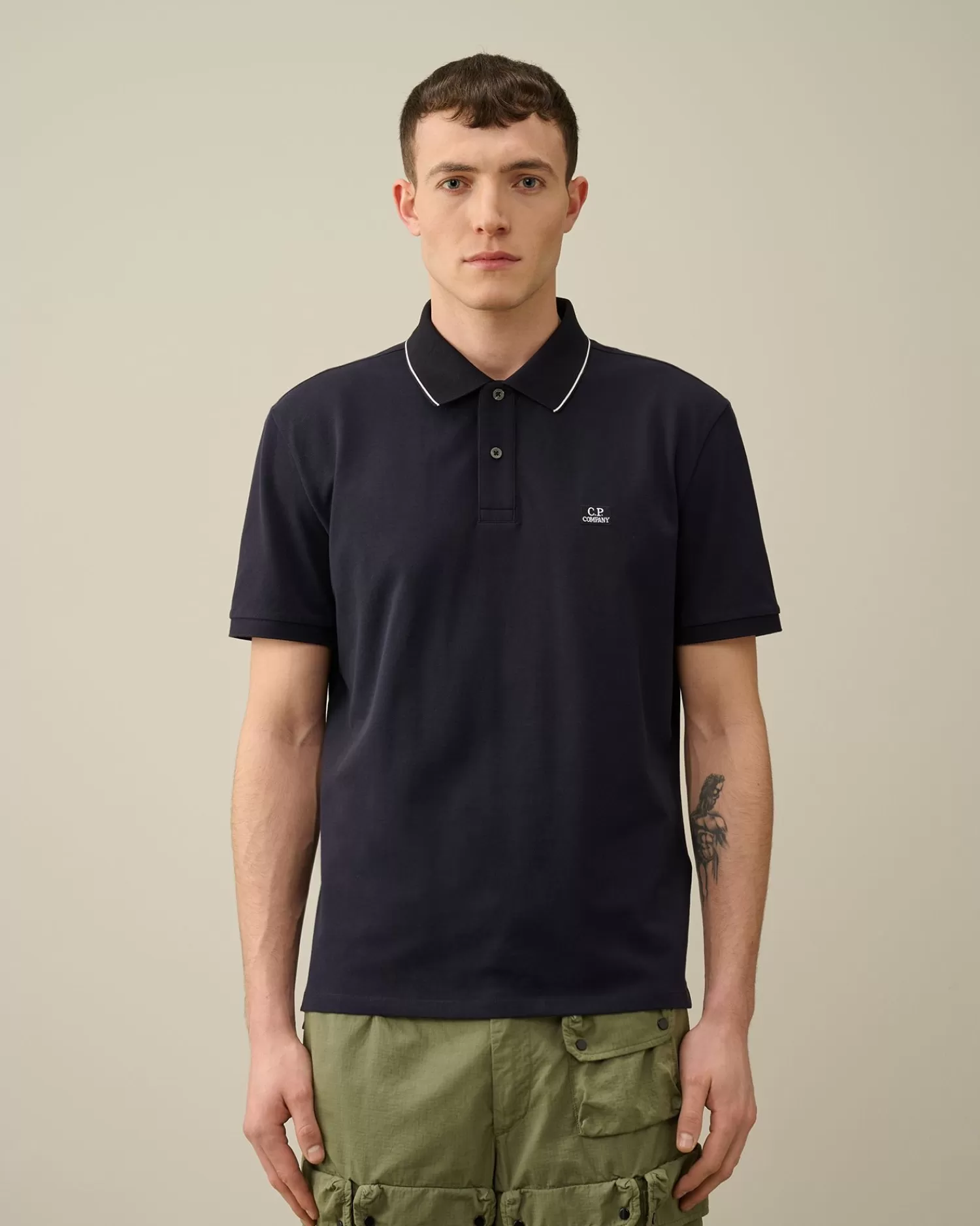 Shop C.P. Company 20/1 Jersey Boxy Polo Shirt Sort