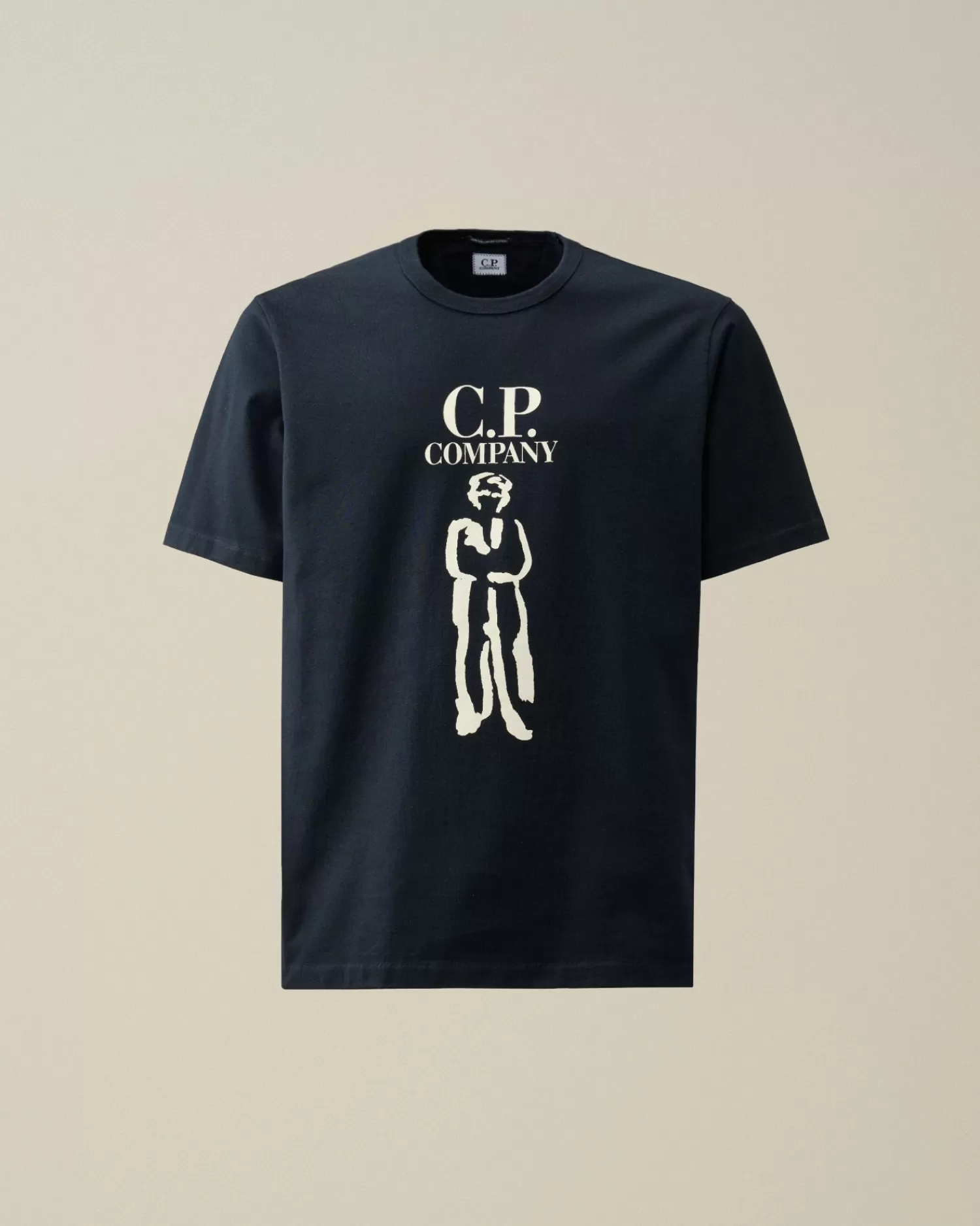 Clearance C.P. Company 30/1 Jersey Grafisk T-Shirt Gaze Hvid