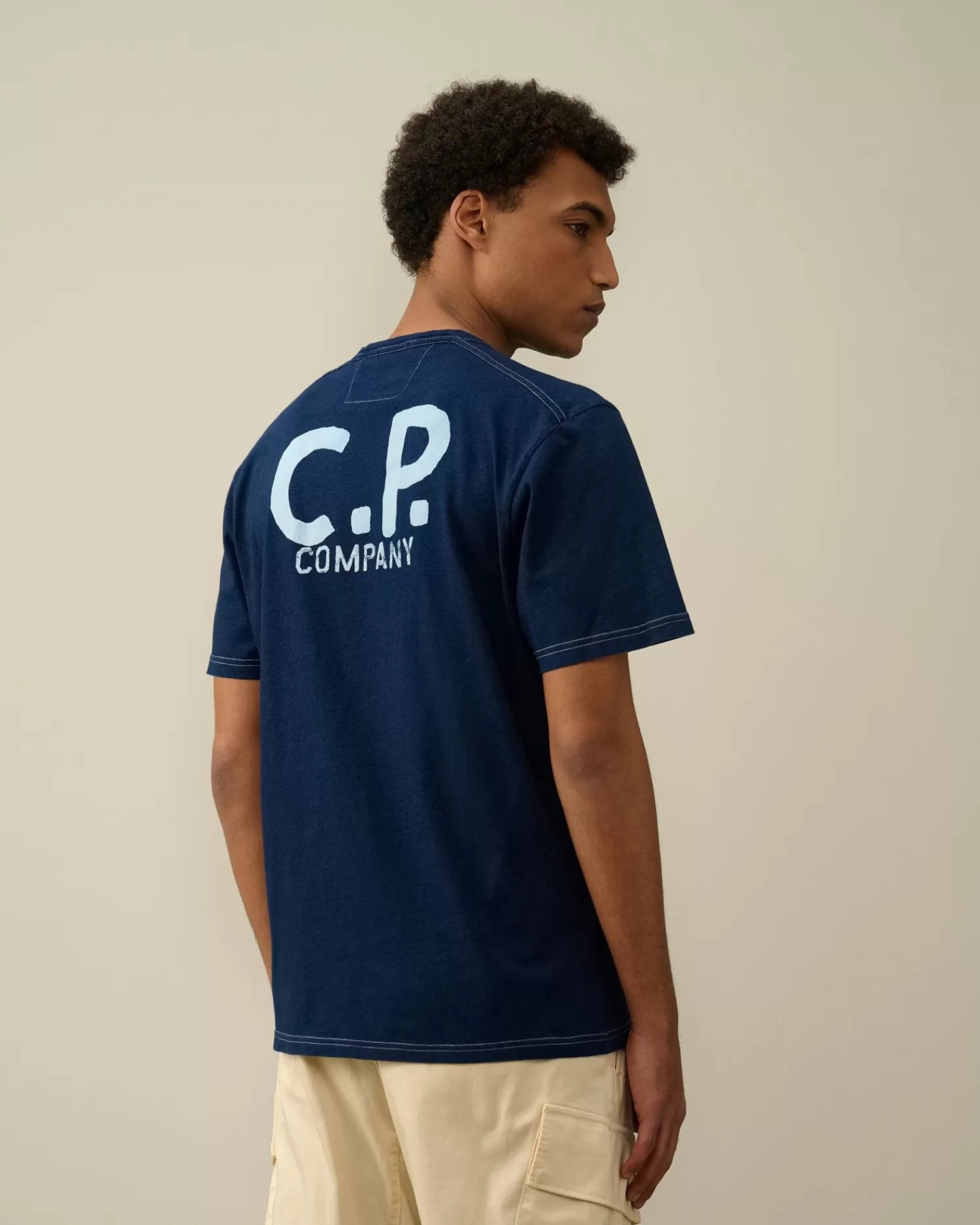 Shop C.P. Company 30/1 Jersey Grafisk T-Shirt Pistacie Shell-Beige