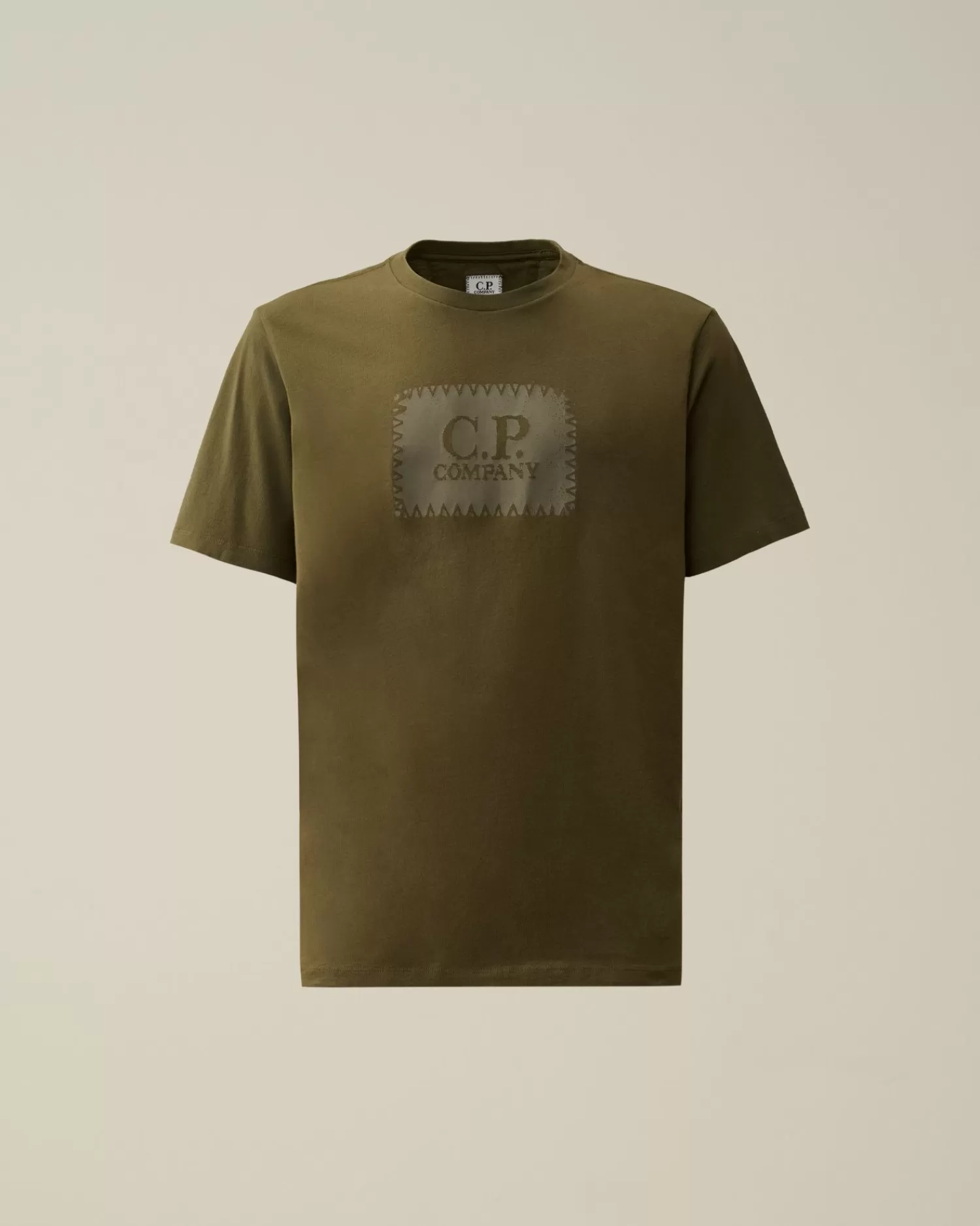 New C.P. Company 30/2 Mercerized Jersey Twisted Logo T-Shirt Pistacie Shell-Beige