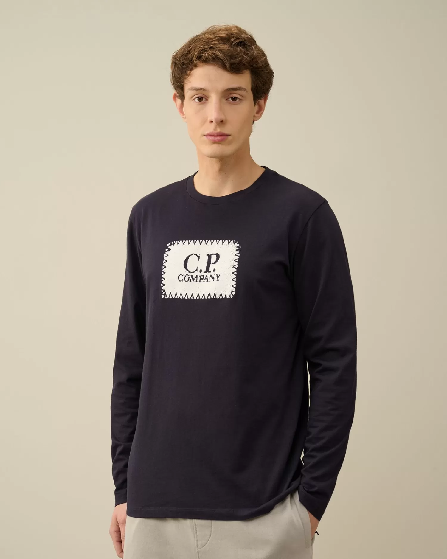 Cheap C.P. Company 70/2 Mercerized Jersey Langaermet T-Shirt Sort