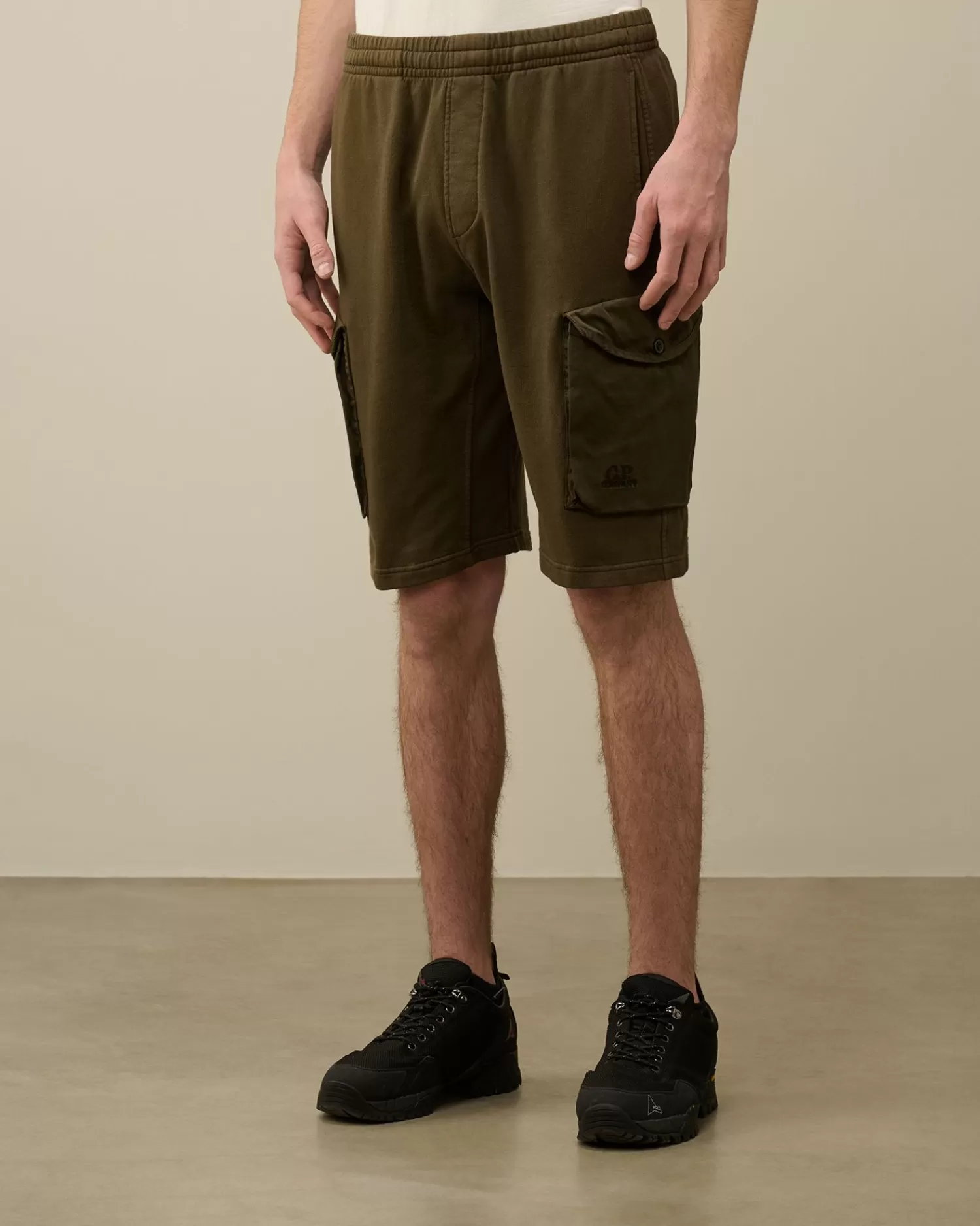 Online C.P. Company Bomuld Fleece Mixed Cargo Shorts Agave Gron