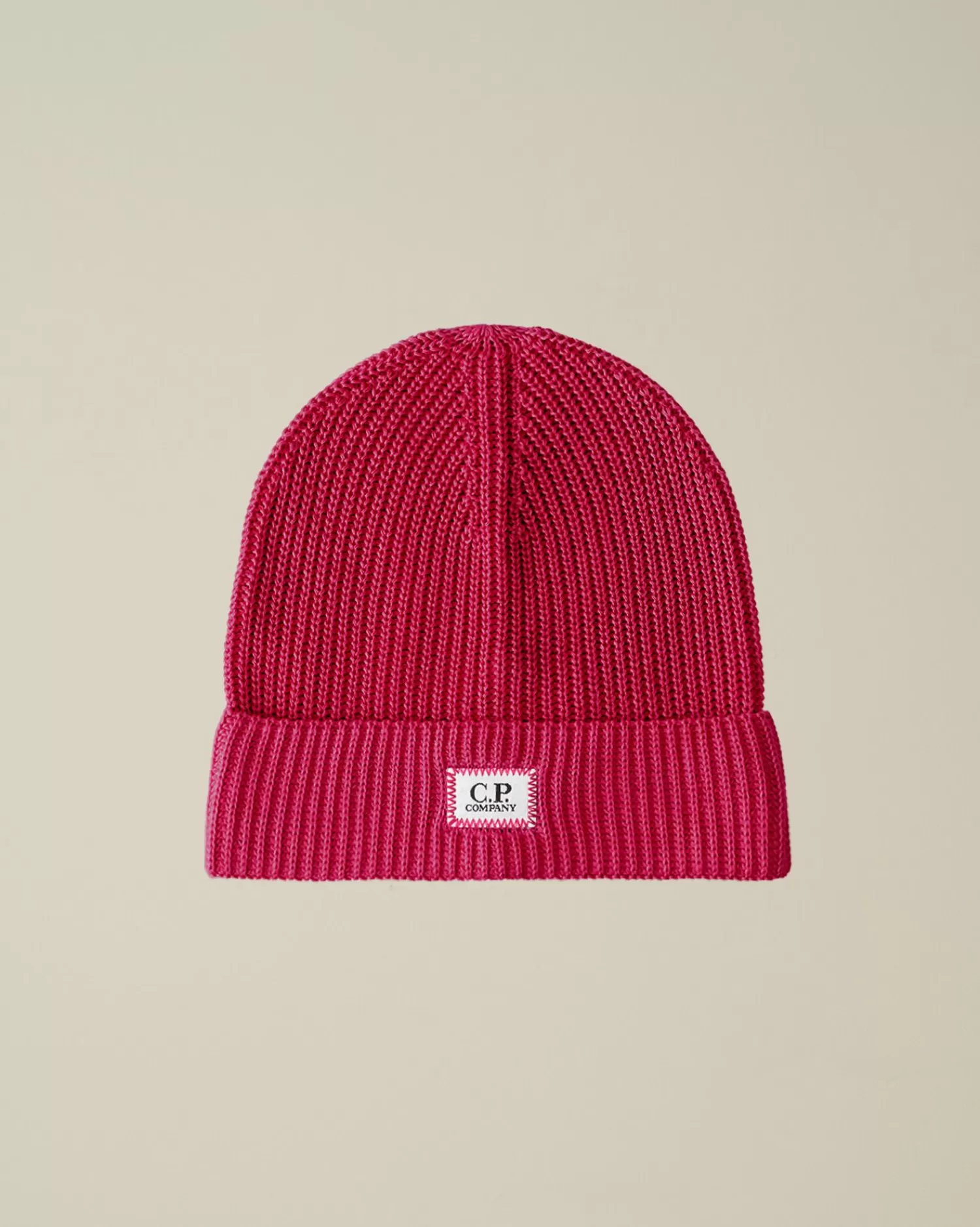 Sale C.P. Company Bomuld Logo Beanie Rod Knop