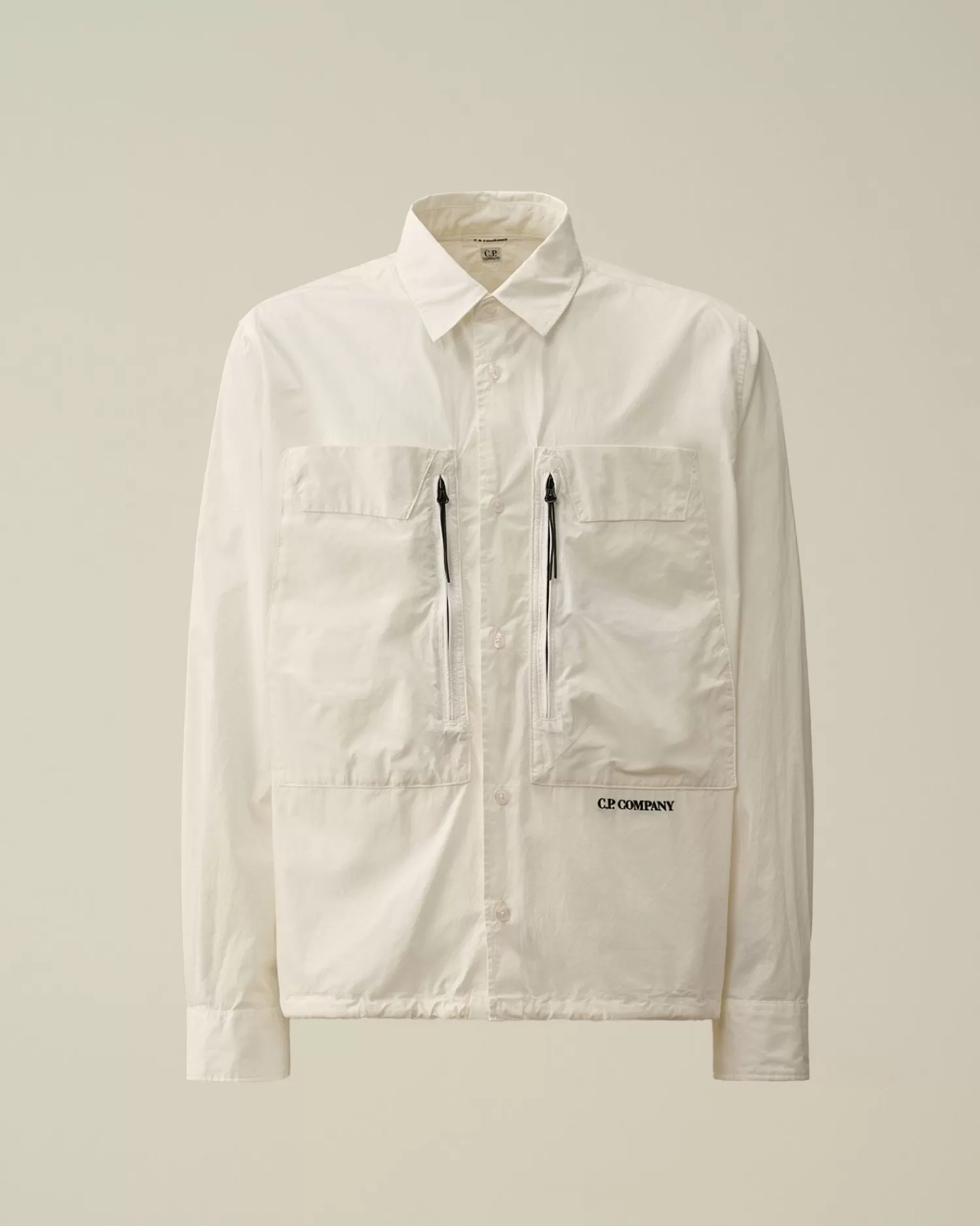 Best Sale C.P. Company Bomuld Popeline Overshirt Gaze Hvid