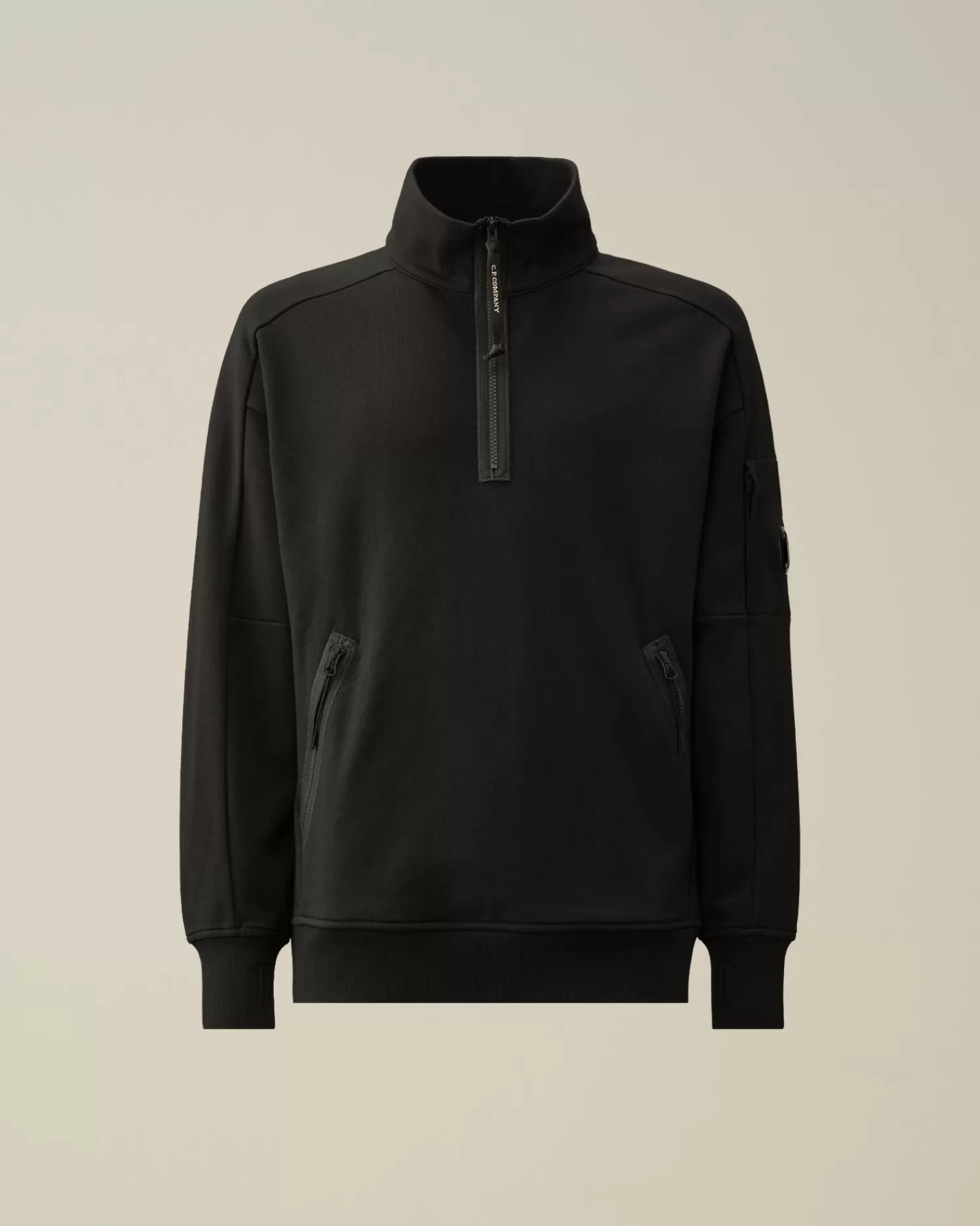 Outlet C.P. Company Diagonal Haevet Fleece Haettetroje Gaze Hvid