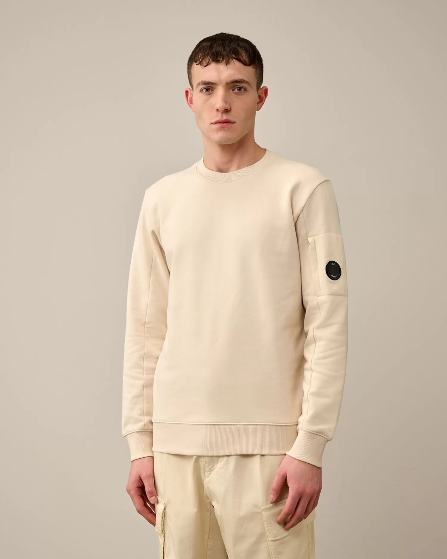 Discount C.P. Company Diagonal Haevet Fleece Sweatshirt Pistacie Shell-Beige