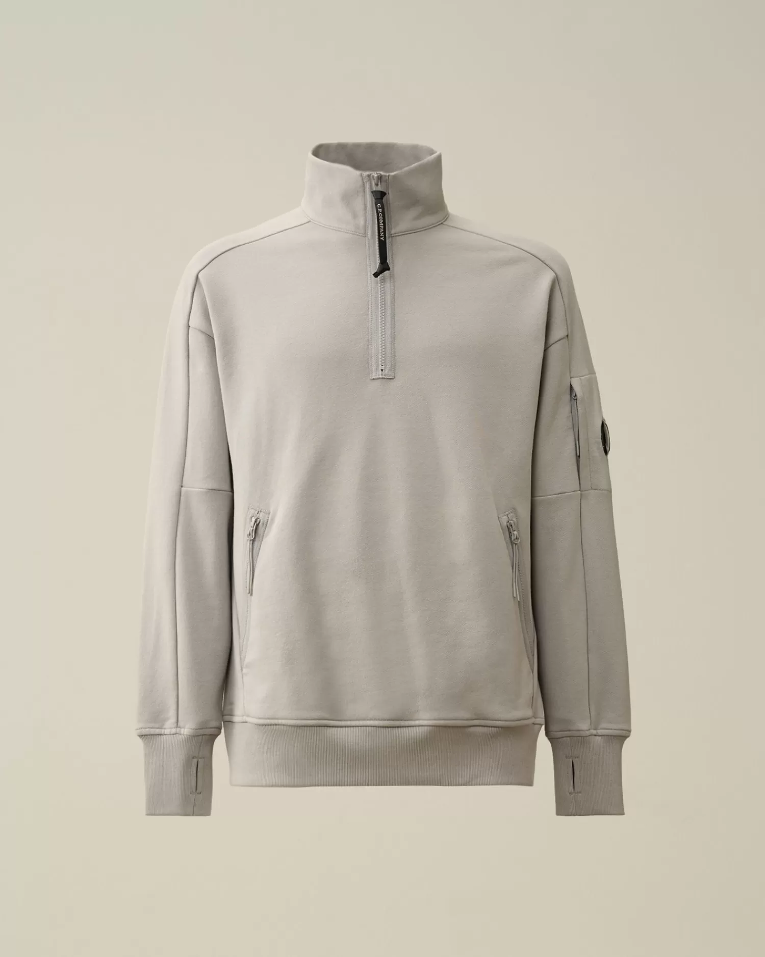 Shop C.P. Company Diagonal Haevet Fleece Sweatshirt Med Lynlas Stovregn Gra