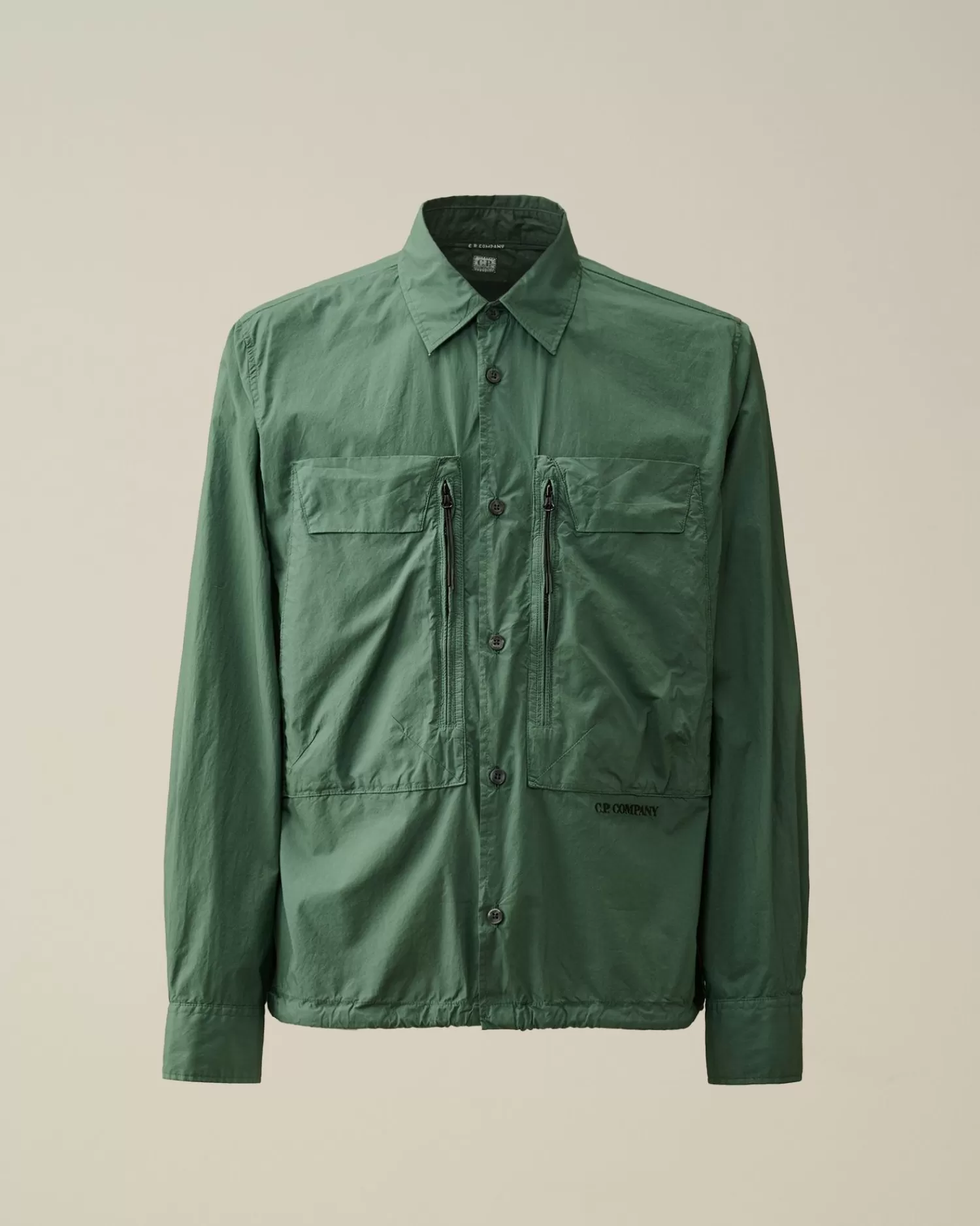 Fashion C.P. Company Flad Nylon Goggle Overshirt Green Bay