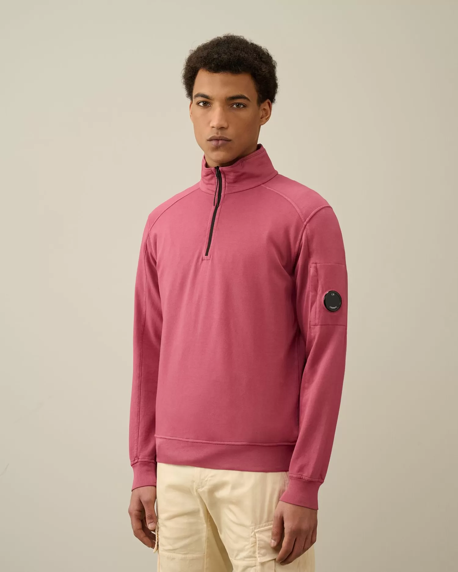 Online C.P. Company Let Fleece Sweatshirt Med Lynlas Rod Knop