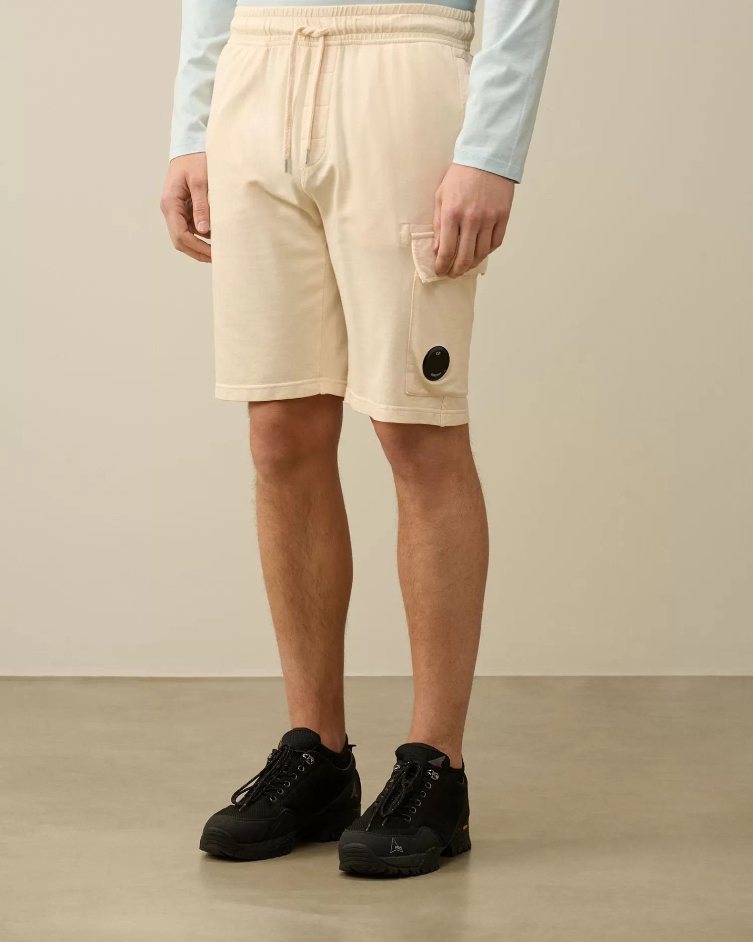 New C.P. Company Light Fleece Utility Shorts Stovregn Gra