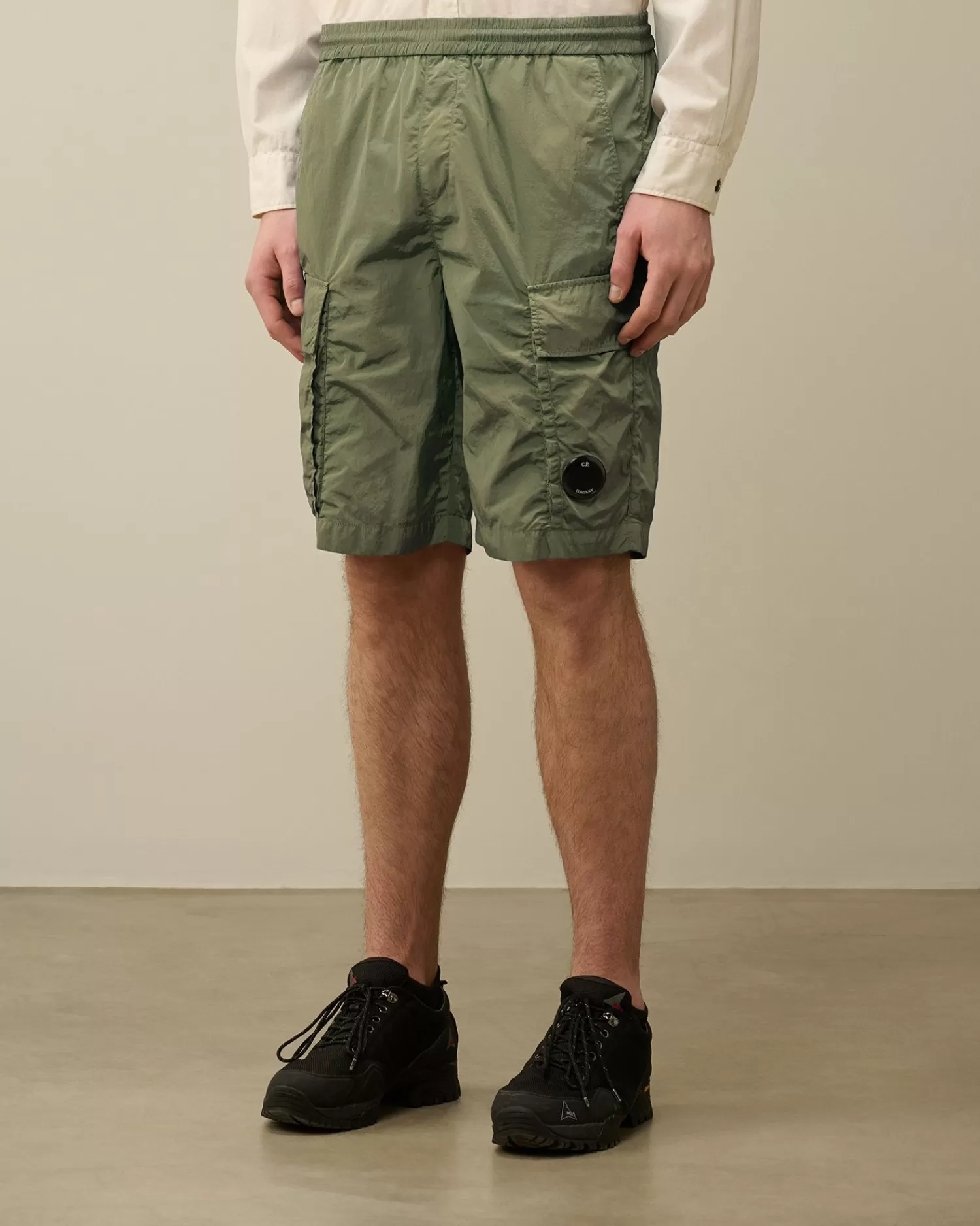 Fashion C.P. Company Stretch Satin Cargo Shorts Stovregn Gra