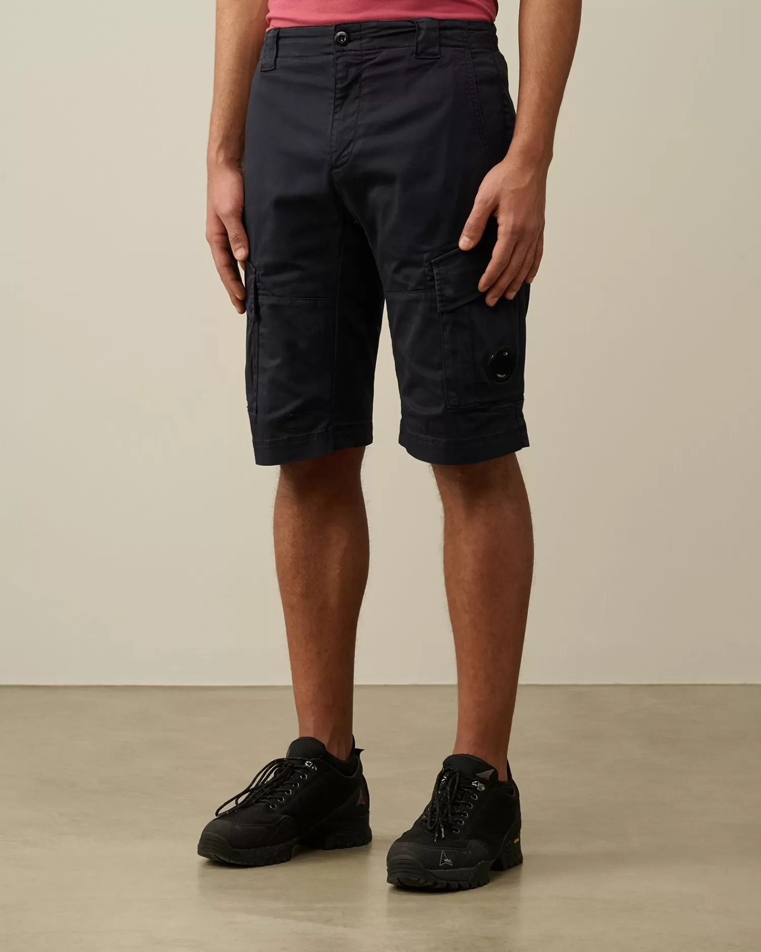 Shop C.P. Company Stretch Satin Cargo Shorts Total Eclipse-Blue