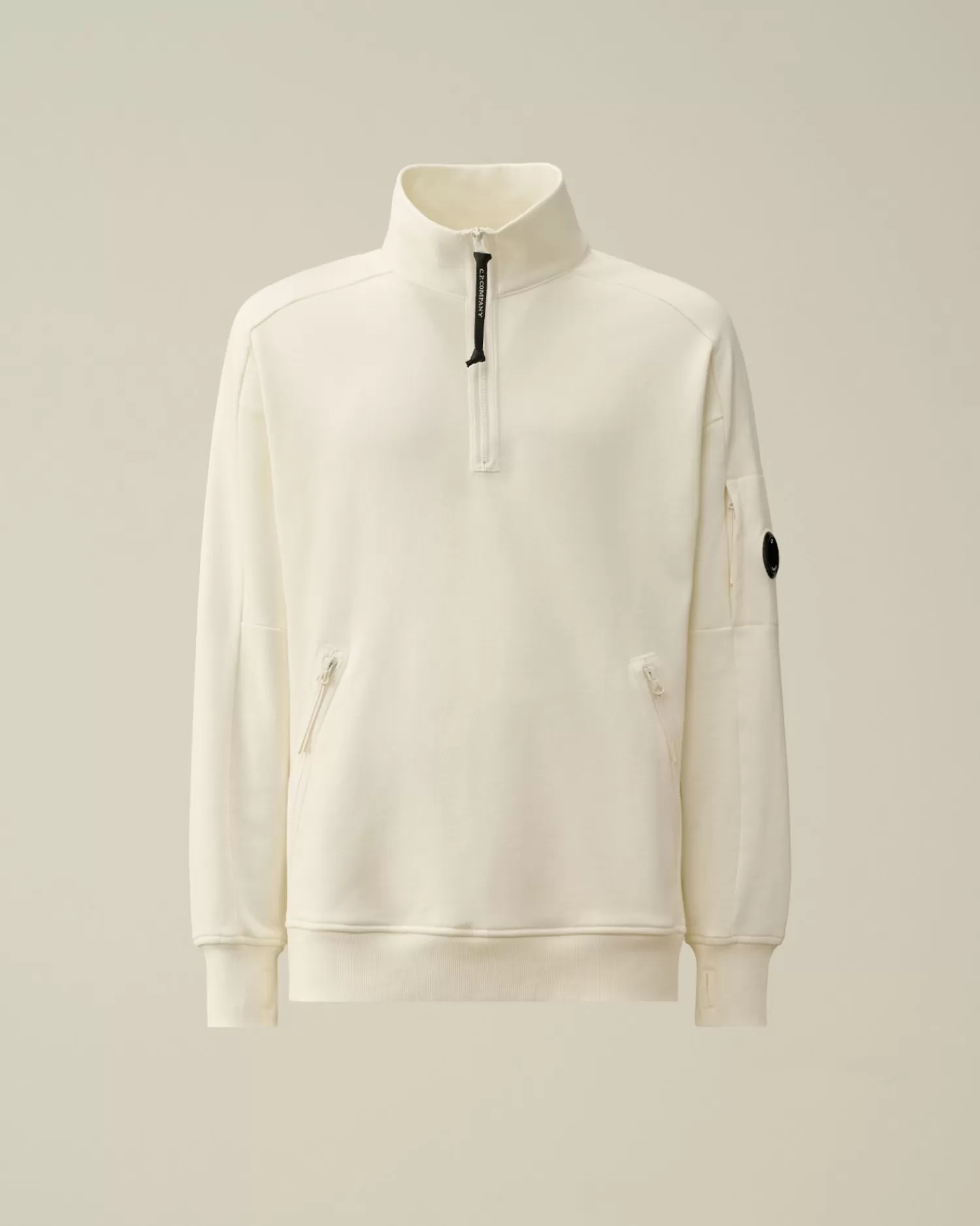 Best C.P. Company Sweatshirt Med Diagonal Fleece I Bomuld Blaek Bla