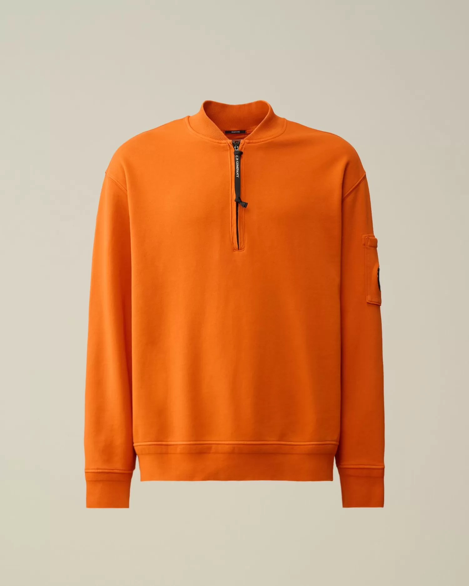 Clearance C.P. Company Sweatshirt Med Diagonal Fleece I Bomuld Guld Flamme-Orange