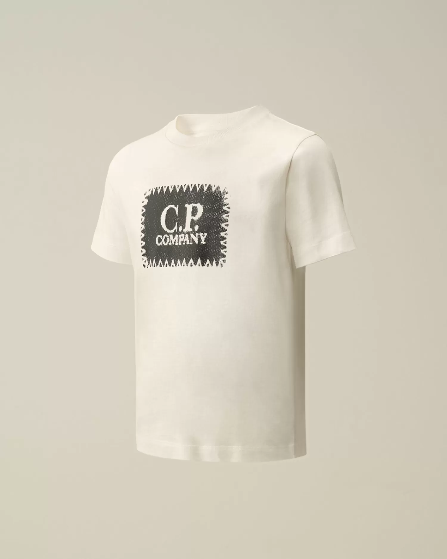 Store C.P. Company U16 Bomuldsjersey 30/1 Logo-T-Shirt Med Labelstil Gaze Hvid