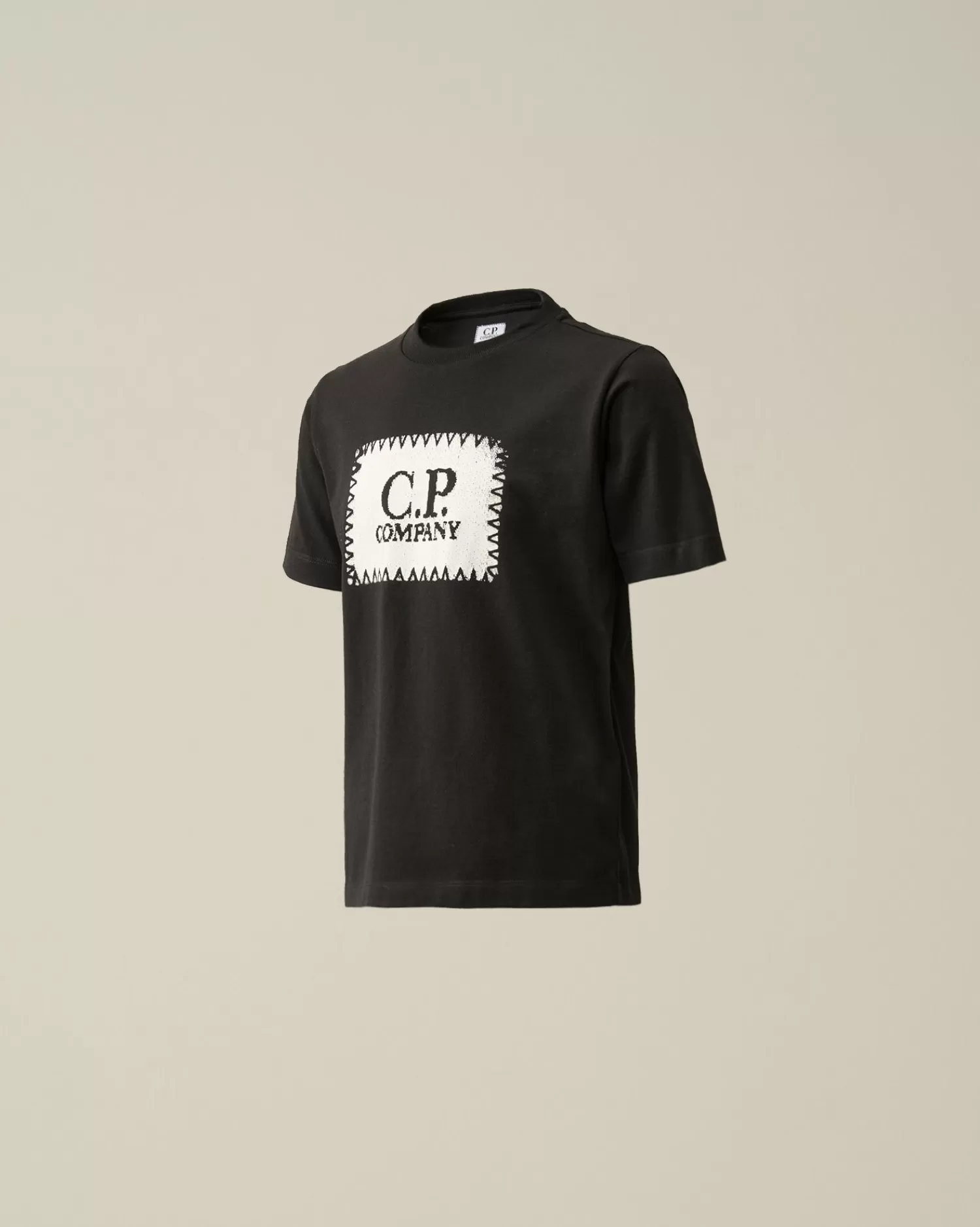 Shop C.P. Company U16 Bomuldsjersey 30/1 Logo-T-Shirt Med Labelstil Gra Melange