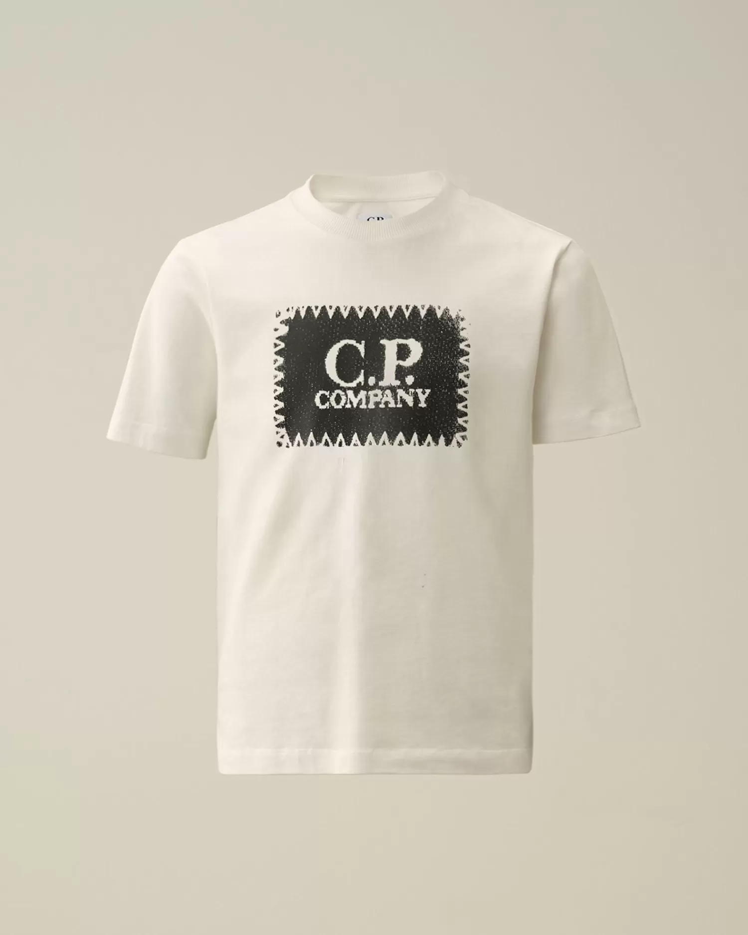 Store C.P. Company U16 Bomuldsjersey 30/1 Logo-T-Shirt Med Labelstil Gaze Hvid