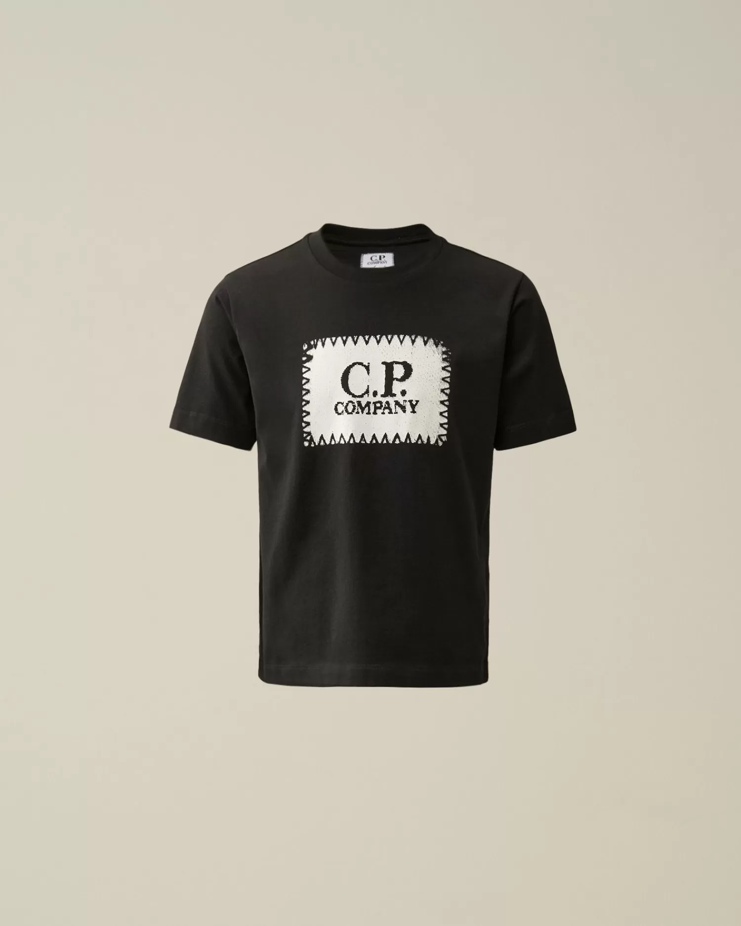 Shop C.P. Company U16 Bomuldsjersey 30/1 Logo-T-Shirt Med Labelstil Gra Melange