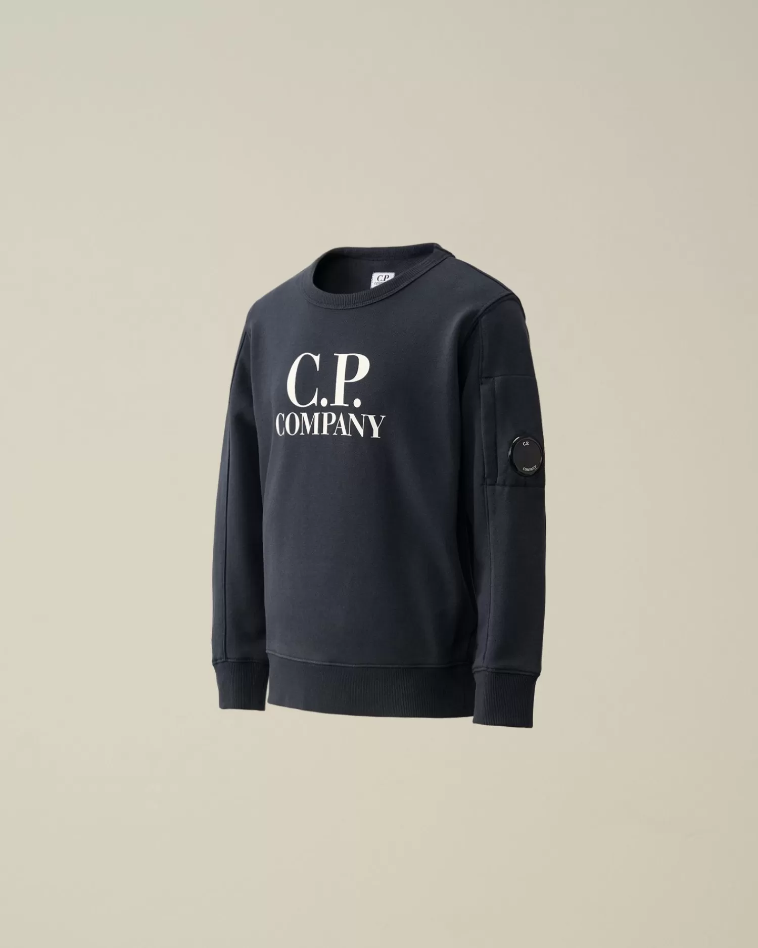 Discount C.P. Company U16 Diagonal Fleece Logo Sweatshirt Total Eclipse-Blue