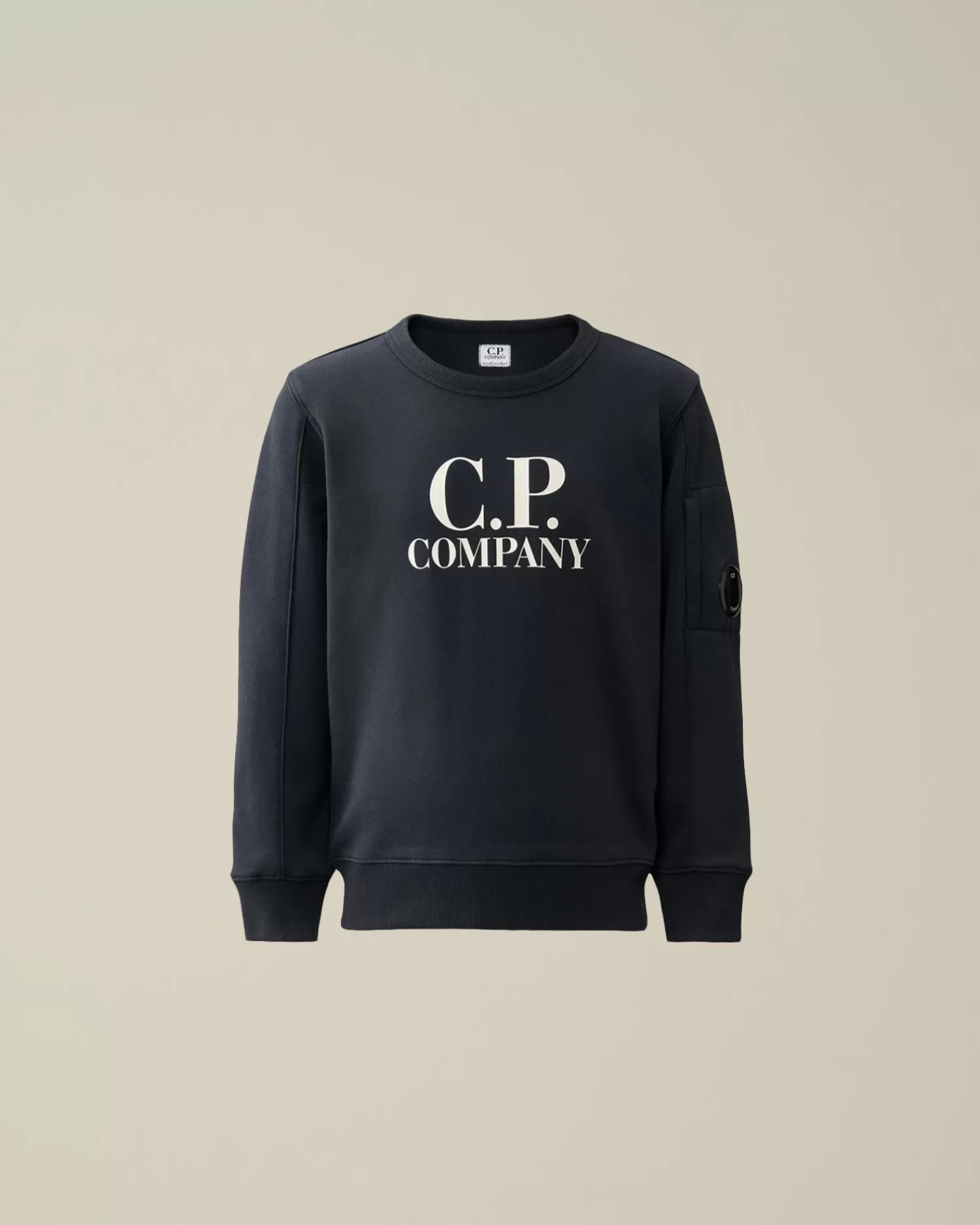 Discount C.P. Company U16 Diagonal Fleece Logo Sweatshirt Total Eclipse-Blue